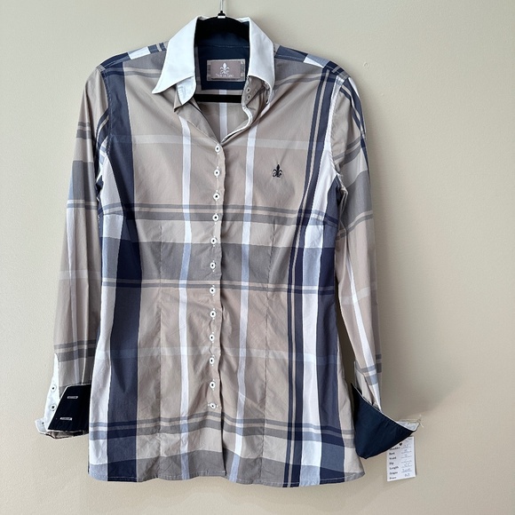 Fior da Liso Plaid Equestrian Long Sleeve Blouse - Picture 1 of 10